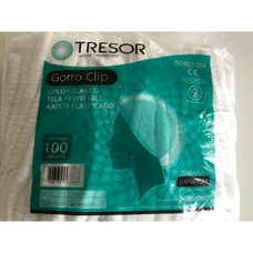 TRESOR o TOP GLAVE o Gloveon Gorro Desechable Clip Blanco Bolsa 100 Uds TRESOR