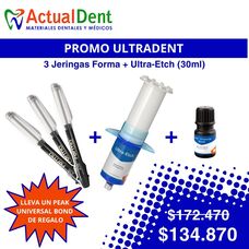 Ultradent Pack Q1 3 RESINAS FORMA mas 1 Jeringon Ultra-Etch 30ml. de regalo Peak Universal Bond